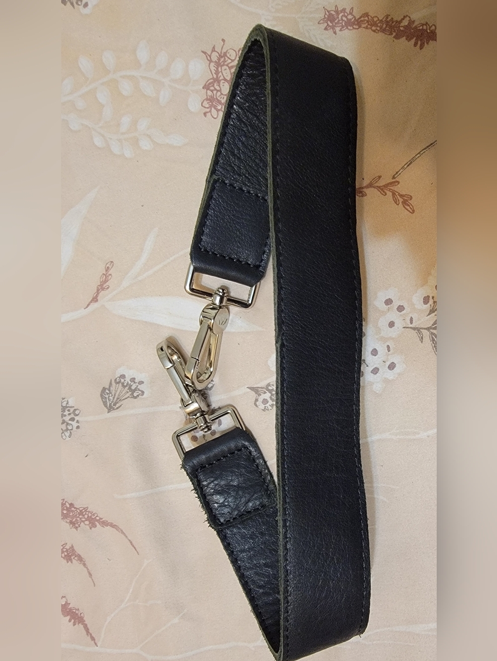 New Consuela Black Leather Shoulder Strap with Silver Hardware - EVIE